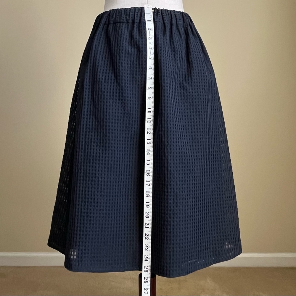 Steven Alan - Navy Blue Tone-on-Tone Gingham Check Skirt - Medium - Picture 8 of 11